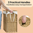 Laundry Basket – Synthetic Rattan – Natural – Foldable with Lid and Removable Liner