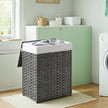 Laundry Basket – Synthetic Rattan – Natural – Foldable with Lid and Removable Liner