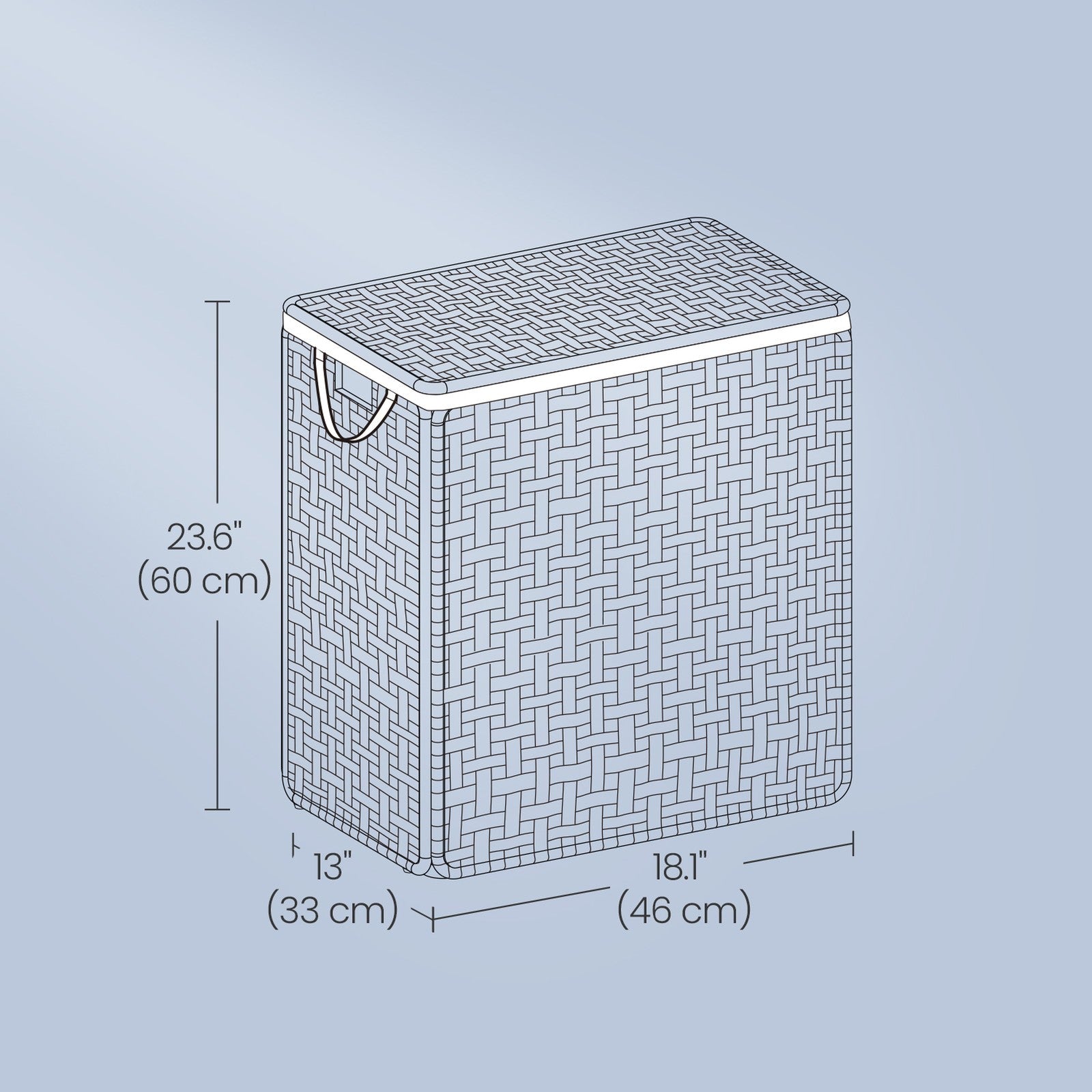 Laundry Basket – Synthetic Rattan – Natural – Foldable with Lid and Removable Liner