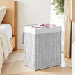 Laundry Basket – Synthetic Rattan – Natural – Foldable with Lid and Removable Liner