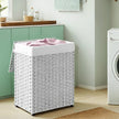 Laundry Basket – Synthetic Rattan – Natural – Foldable with Lid and Removable Liner
