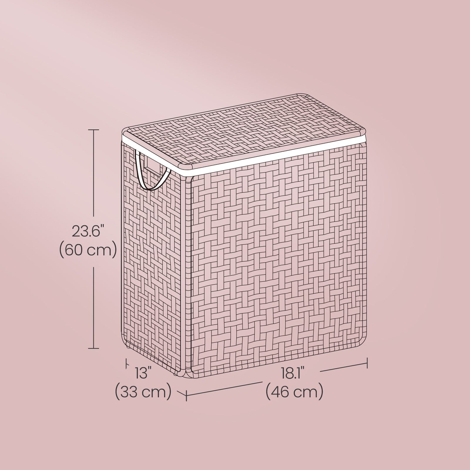 Laundry Basket – Synthetic Rattan – Natural – Foldable with Lid and Removable Liner