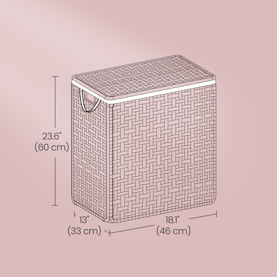 Laundry Basket – Synthetic Rattan – Natural – Foldable with Lid and Removable Liner