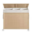 Laundry Hamper – Fabric – Natural Beige and Matte White – 3-Section with Removable Liner and Lid
