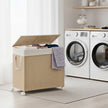 Laundry Hamper – Fabric – Natural Beige and Matte White – 3-Section with Removable Liner and Lid