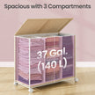 Laundry Hamper – Fabric – Natural Beige and Matte White – 3-Section with Removable Liner and Lid
