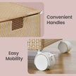 Laundry Hamper – Fabric – Natural Beige and Matte White – 3-Section with Removable Liner and Lid