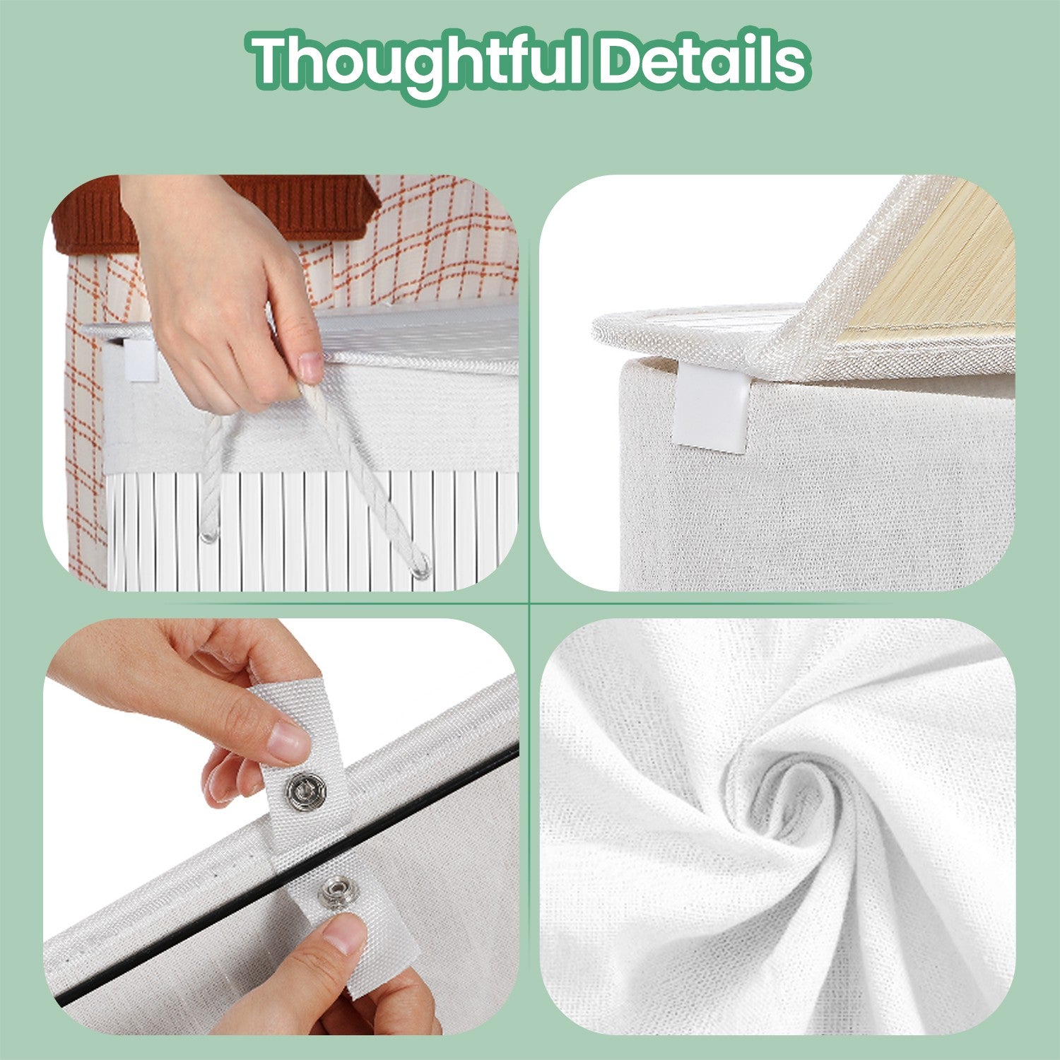Laundry Basket – Bamboo – Natural – XXL with 2 Sorting Compartments and Removable Washable Lining