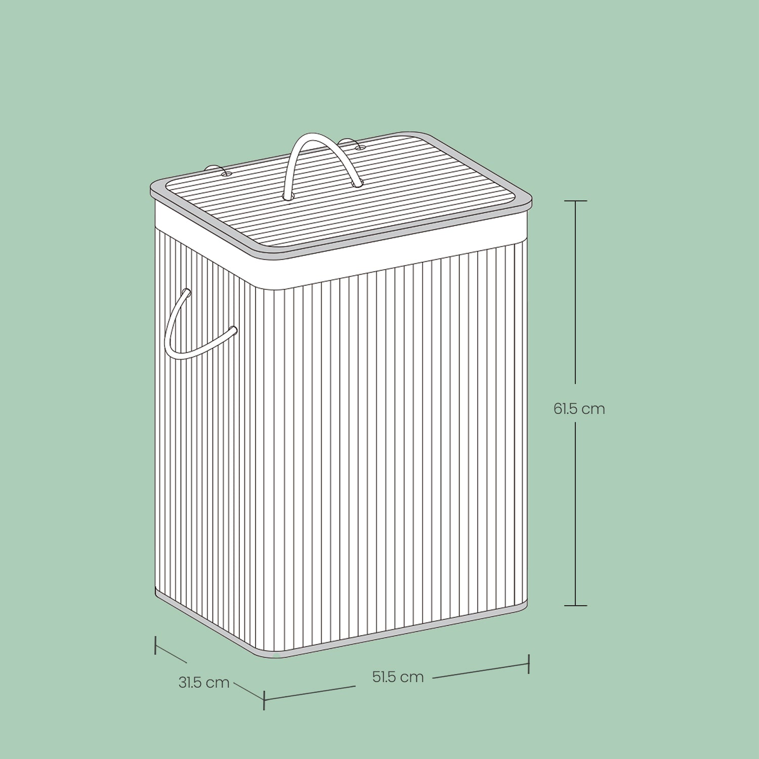 Laundry Basket – Bamboo – Natural – XXL with 2 Sorting Compartments and Removable Washable Lining