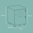 Lockable File Cabinet – Metal – Black – 2 Drawers with Wheels and Adjustable Hanging Rails