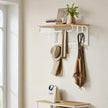 Wall-Mounted Coat Rack – Metal – Industrial Gray – With 5 Removable Hooks and Floating Shelf
