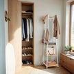 Free-Standing Coat Rack – Steel – Greige and Black – Industrial Style with Shelves and Hooks