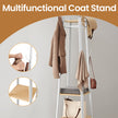 Free-Standing Coat Rack – Steel – Greige and Black – Industrial Style with Shelves and Hooks