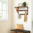Wall-Mounted Coat Rack – Wood – Oak and White/Grey and Black/Rustic Brown – 10 Removable Hooks with Shelf