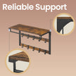Wall-Mounted Coat Rack – Wood – Oak and White/Grey and Black/Rustic Brown – 10 Removable Hooks with Shelf