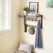 Wall-Mounted Coat Rack – Wood – Oak and White/Grey and Black/Rustic Brown – 10 Removable Hooks with Shelf