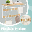 Wall-Mounted Coat Rack – Wood – Oak and White/Grey and Black/Rustic Brown – 10 Removable Hooks with Shelf