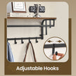Wall-Mounted Coat Rack – Metal and Wood – Brown and Black – Includes 5 Removable Hooks and Floating Shelf