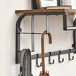 Wall-Mounted Coat Rack – Wood – Oak/White/Greige/Black/Rustic Brown – 5 Removable Hooks with Floating Shelf