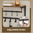 Wall Coat Rack – Wood – Rustic Brown and Black – 8 Hooks with Shelf