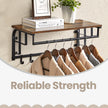Wall-Mounted Coat Rack – Metal – Industrial Gray – With 5 Removable Hooks and Floating Shelf