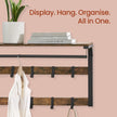 Wall-Mounted Coat Rack – Wood – Oak and White/Grey and Black/Rustic Brown – 10 Removable Hooks with Shelf