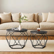 Round Coffee Table Set of 2 – Steel Frame – Modern Design – Removable Tabletop
