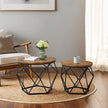 Round Coffee Table Set of 2 – Steel Frame – Modern Design – Removable Tabletop