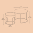 Set of 2 Round Nesting Coffee Tables – Wood – Rustic Brown and Ink Black – Modern Style with Hidden Storage and Top Tray