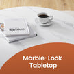 Coffee Table – Tempered Glass and Faux Marble – White and Black – Modern Round Design