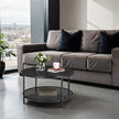 Coffee Table – Tempered Glass and Marble – White and Black – Modern Design with Easy Assembly