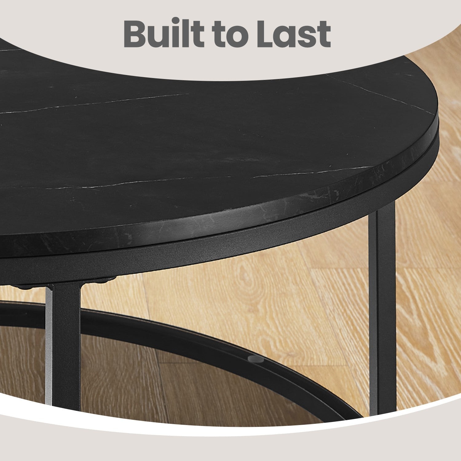 Coffee Table – Tempered Glass and Marble – White and Black – Modern Design with Easy Assembly