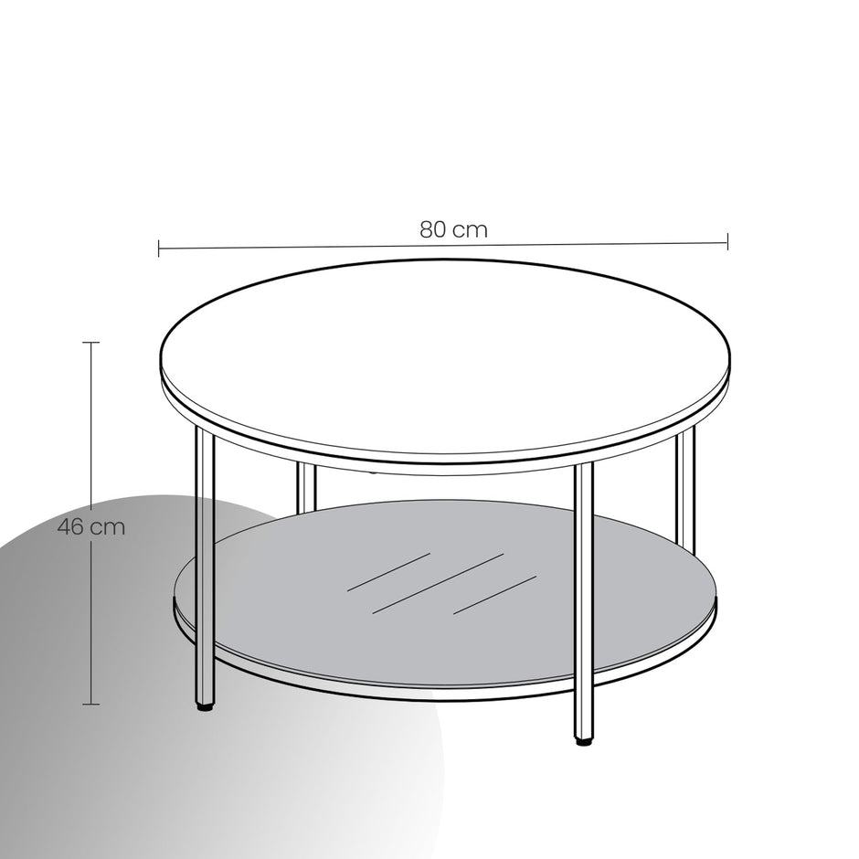 Coffee Table – Tempered Glass and Marble – White and Black – Modern Design with Easy Assembly