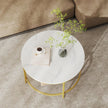 Coffee Table – Faux Marble and Tempered Glass – White and Gold – Modern Round Design