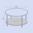 Coffee Table – Faux Marble, Glass – Round – Modern Design with Storage Shelf