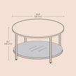 Coffee Table – Faux Marble, Glass – Round – Modern Design with Storage Shelf
