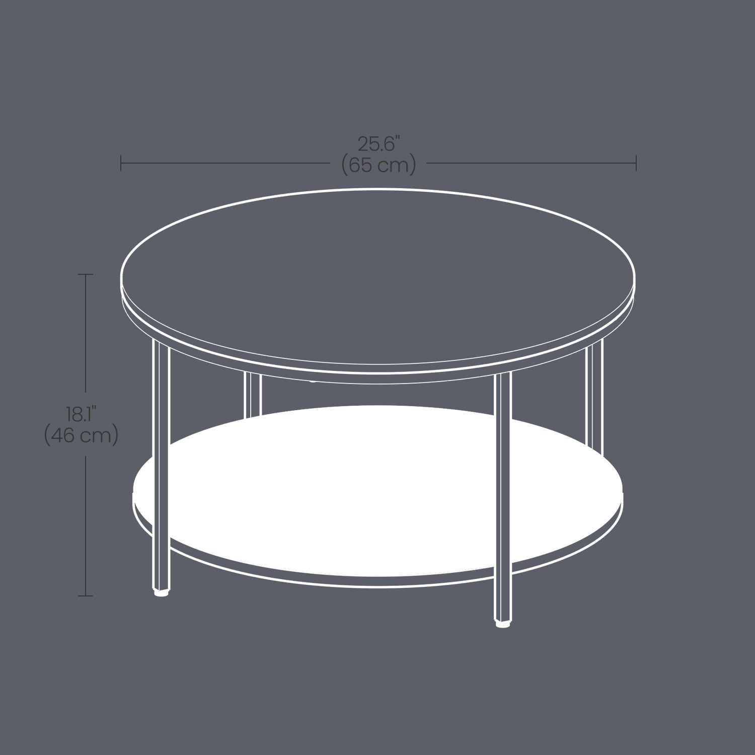 Coffee Table – Faux Marble, Glass – Round – Modern Design with Storage Shelf