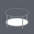 Coffee Table – Faux Marble, Glass – Round – Modern Design with Storage Shelf