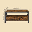 Coffee Table – Wood and Steel – Rustic Brown and Black – Industrial Style with 2 Drawers and Open Storage Shelf