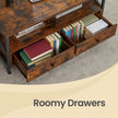 Coffee Table – Wood and Steel – Rustic Brown and Black – Industrial Style with 2 Drawers and Open Storage Shelf
