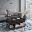 Lift-Top Coffee Table – Wood – White – Open and Hidden Storage with X-Shaped Bars