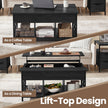 Lift-Top Coffee Table – Wood – White – Open and Hidden Storage with X-Shaped Bars