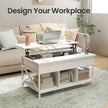 Lift-Top Coffee Table – Wood – White – Open and Hidden Storage with X-Shaped Bars