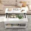 Lift-Top Coffee Table – Wood – White – Open and Hidden Storage with X-Shaped Bars