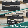 Lift Top Coffee Table – Wood – Rustic Brown and Ink Black – With Storage Drawers and Hidden Compartments