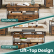 Lift-Top Coffee Table – Wood – Rustic Brown and Ink Black – Storage Drawers and Open Compartment
