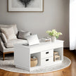 Lift Top Coffee Table – Wood – Snow White – Features Hidden Compartments and 2 Drawers