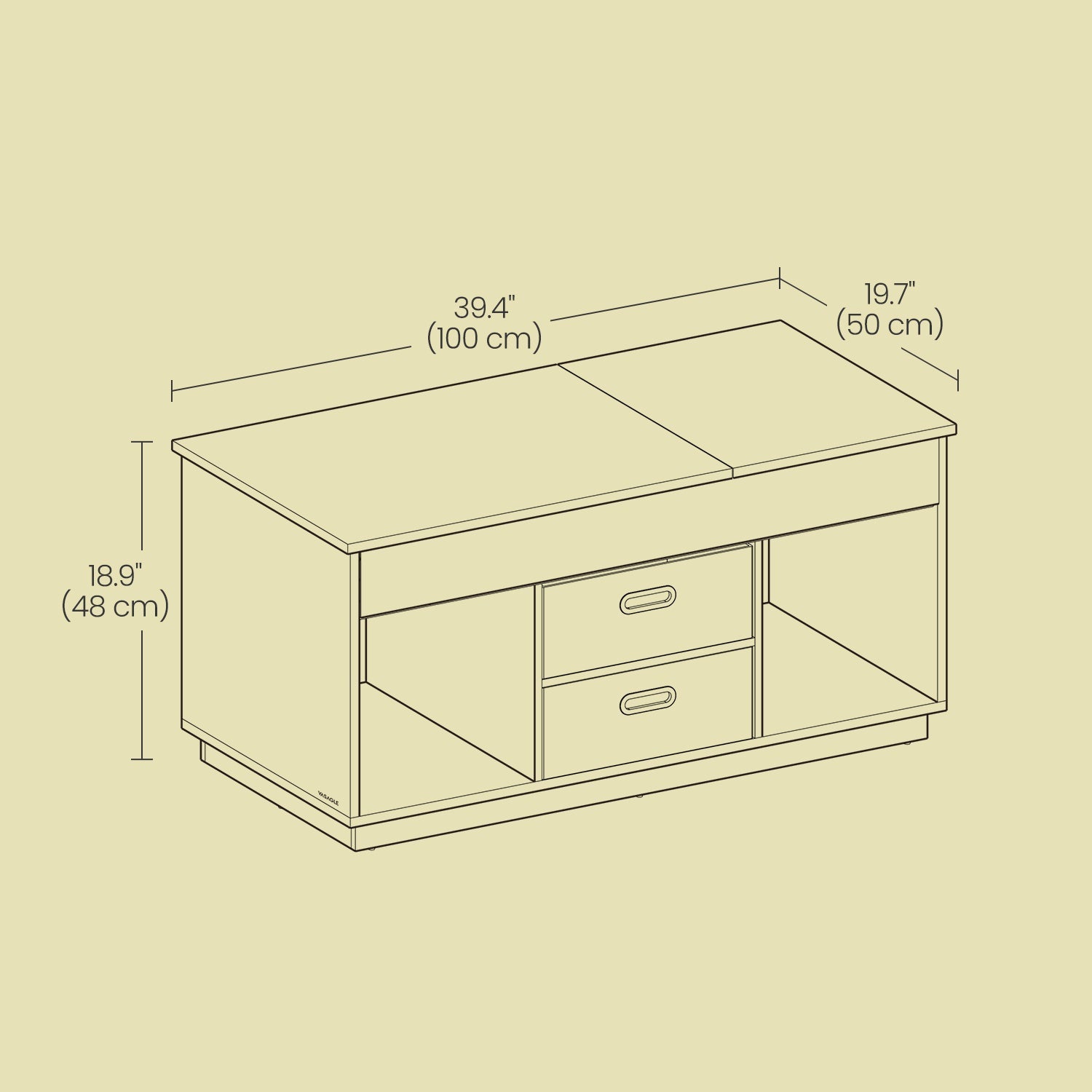 Lift Top Coffee Table – Wood – Snow White – Features Hidden Compartments and 2 Drawers