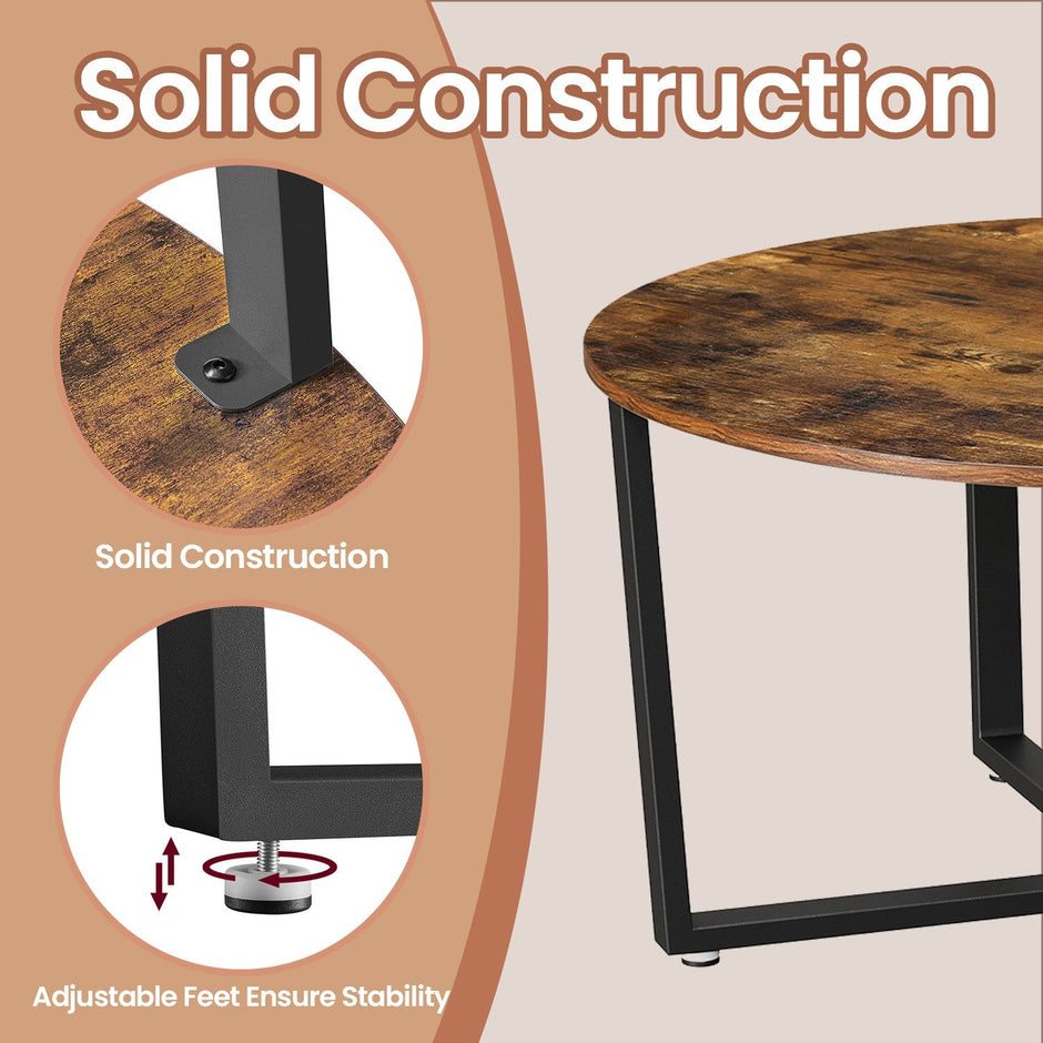 Cocktail Table – Steel – Brown and Black – Industrial Style, Easy Assembly
