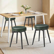 Set of 2 Kitchen Stools – Synthetic Leather – Green – Upholstered Padded Seat, Mid-Century Modern Design